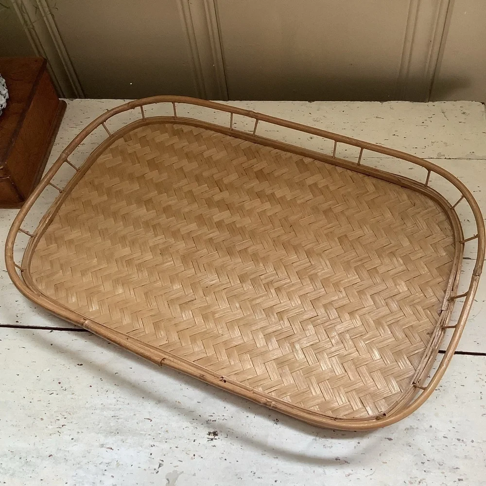 Vintage Boho Bamboo Rattan Tray